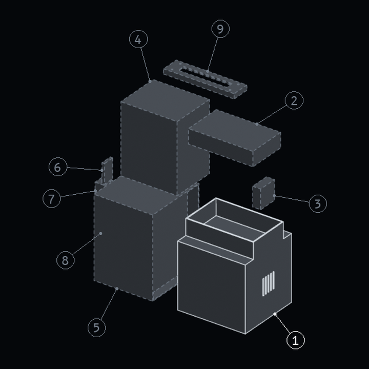 Exploded assembly drawing with numbered parts