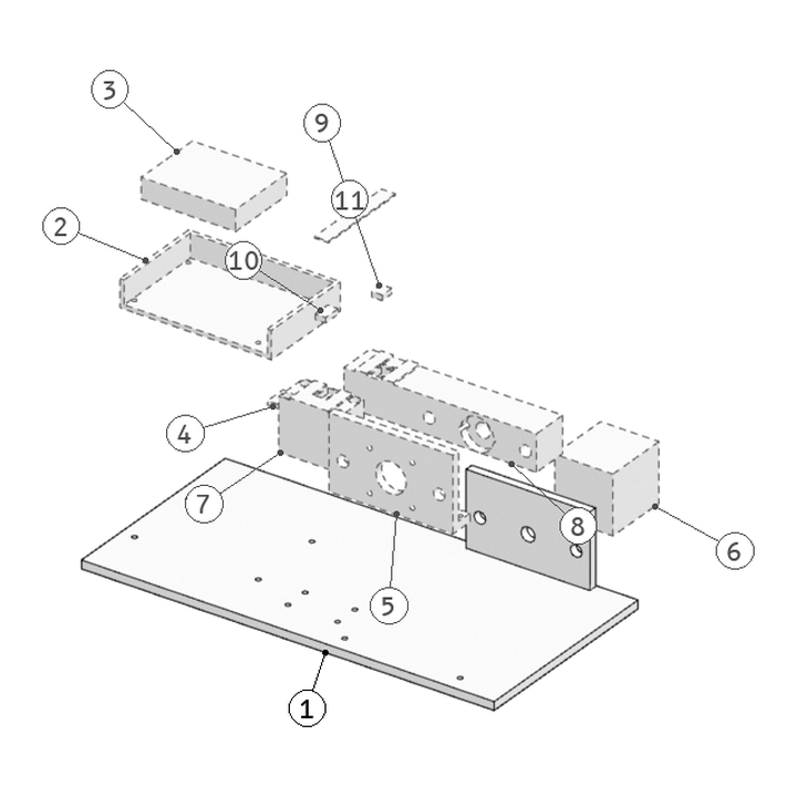 Exploded assembly drawing with numbered parts